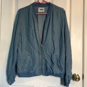 Old Navy denim bomber jacket.